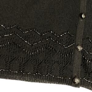 Apostrophe Black Beaded Trim V Neck Button Front Cardigan Sweater Women's Medium